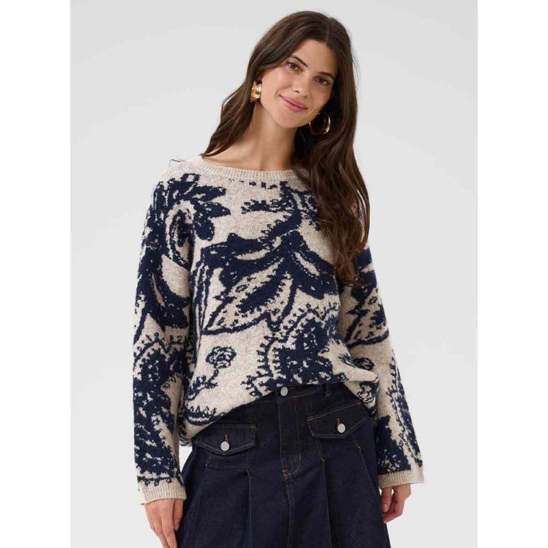 CRTemikka Knit Pullover - Navy Paisley