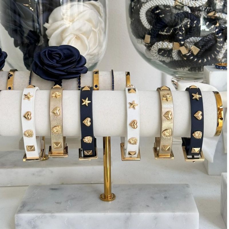 Leather Sign Stud Bracelet