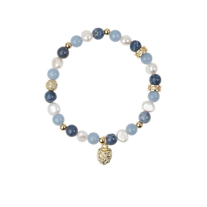 Hovedbilde Stone & Pearl Bead Bracelet 6 mm W/Charm